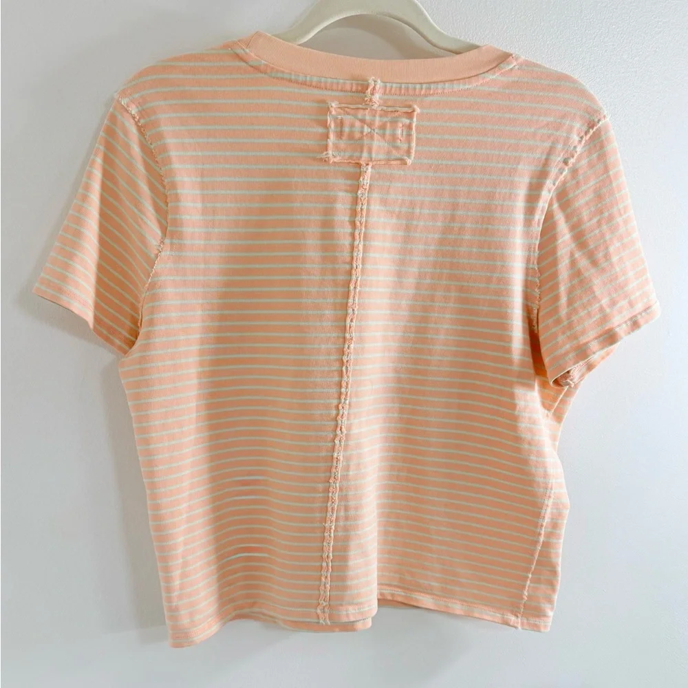 Free People Everyday Peach Striped Cotton Tee - Picture 6 of 6